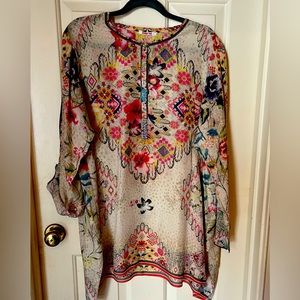 Johnny Was Silk Blouse Sz L